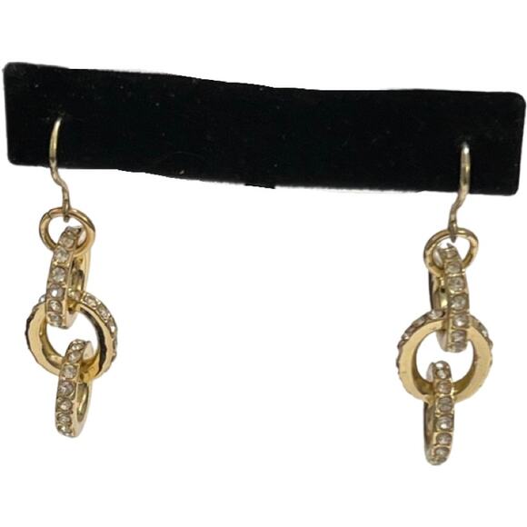 Charter Club Gold Tone Crystal Rings Station Necklace 30" Bracelet Earrings Set - Picture 4 of 6